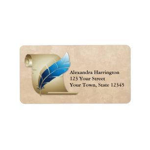 Parchment Scroll and Quill Label
