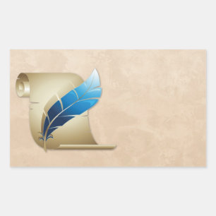 Parchment Scroll and Quill Rectangular Sticker