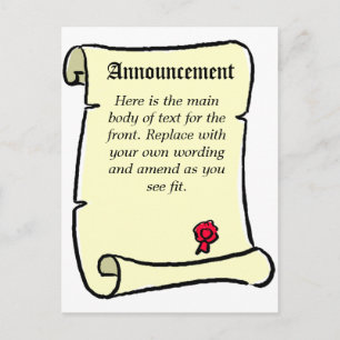 Parchment Scroll Style Announcement Postcard
