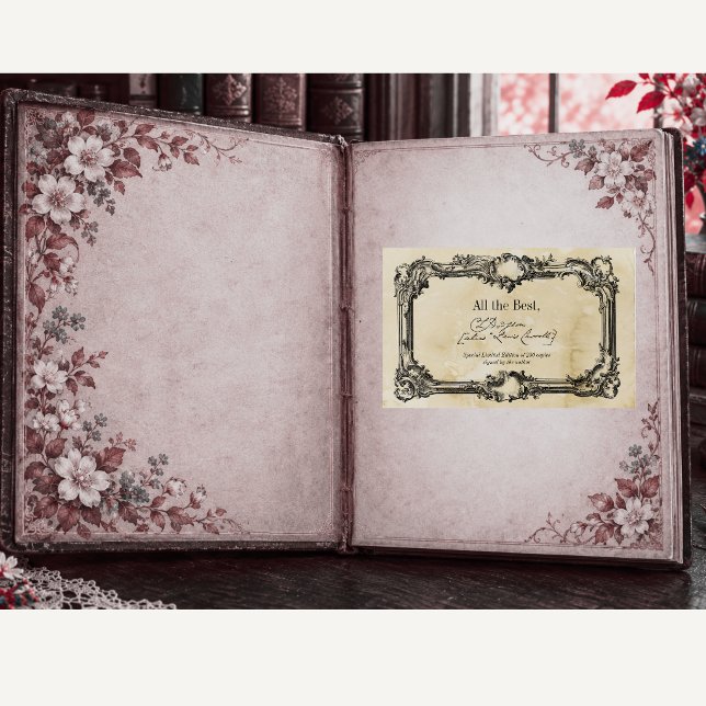 Parchment Signature Author BookPlate Template Rectangular Sticker (Creator Uploaded)