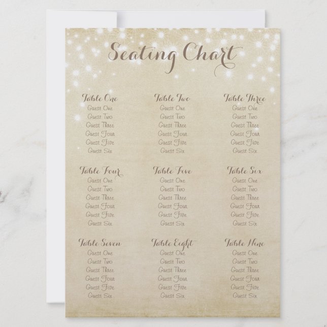 Parchment Sparkle Seating Chart Invitation (Back)