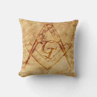 Parchment Square and Compass Cushion