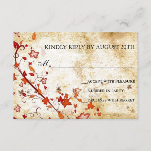 Parchment Swirls Maple Leaves Vintage Fall RSVP