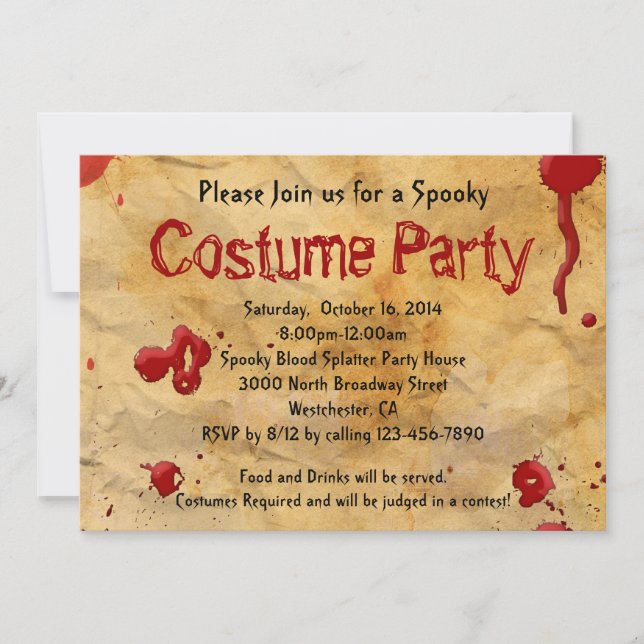 Parchment Vintage Blood Costume Party Invitation (Front)