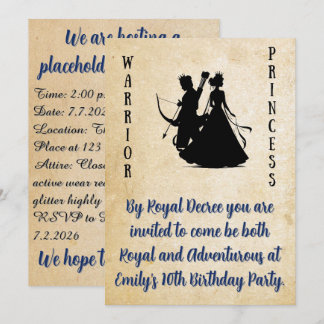 Parchment Warrior Princess Birthday Invitation