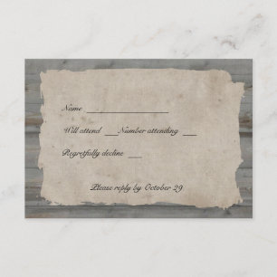 Parchment Wood Rustic Country rsvp with envelopes Card