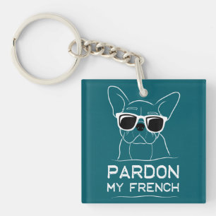 Pardon My French Frenchie Bulldog Funny Dog Key Ring
