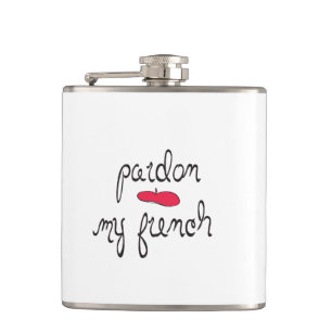 Pardon My French with Beret Hip Flask