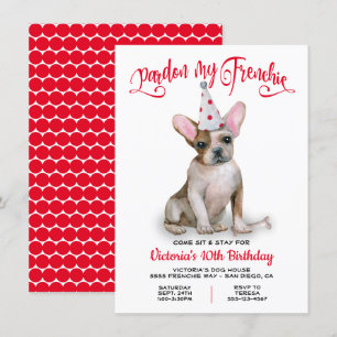 Pardon my Frenchie French Bulldog BIrthday Party Invitation