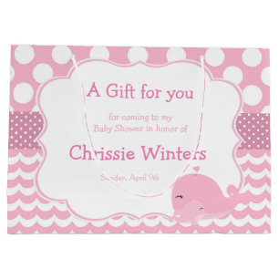 Parent & Baby Whale Pink Girl Baby Thank You Large Gift Bag