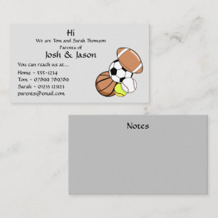 Parent Contact Business Card