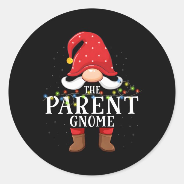 Parent Gnome Family Pajama Classic Round Sticker (Front)