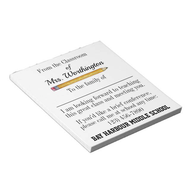 Parent Intro. School Note Pad Small (Angled)