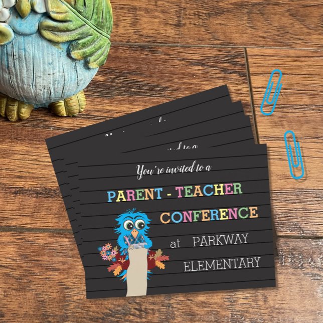 Parent Teacher Conference Blue Owl Postcard (Creator Uploaded)