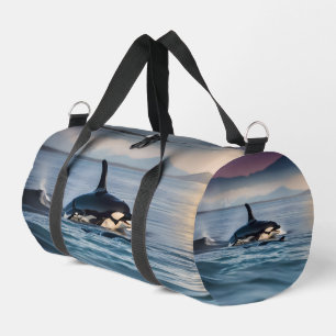 Parental Bliss: Mummy And Baby Orcas In The Ocean, Duffle Bag