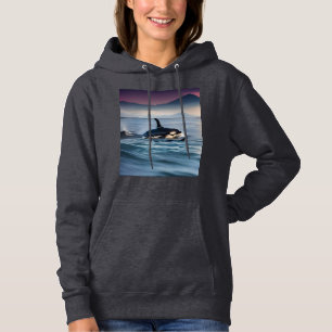 Parental Bliss: Mummy And Baby Orcas In The Ocean, Hoodie