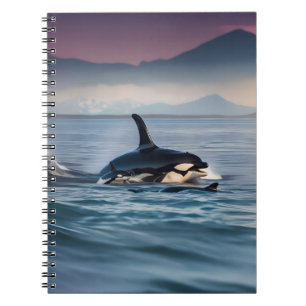 Parental Bliss: Mummy And Baby Orcas In The Ocean, Notebook