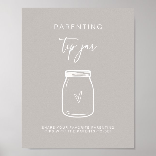 Parenting Tip Jar Sign Baby Shower Game Decor F201 (Front)