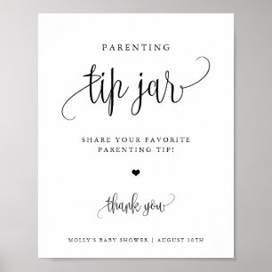 Parenting Tip Jar Sign, Minimalist Calligraphy Poster