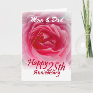 PARENTS - 25th Wedding Anniversary with Pink Rose Card