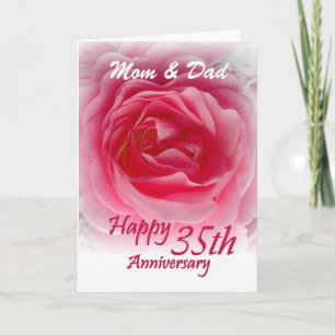 PARENTS - 35th Wedding Anniversary with Pink Rose Card