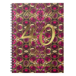 Parents 40th Wedding Aniversary Ruby Wedding Notebook