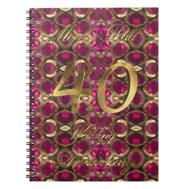 Parents 40th Wedding Aniversary Ruby Wedding Notebook (Front)