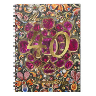 Parents 40th Wedding Aniversary Ruby Wedding Notebook