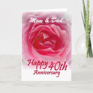 PARENTS - 40th Wedding Anniversary with Pink Rose Card