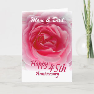 PARENTS - 45th Wedding Anniversary with Pink Rose Card