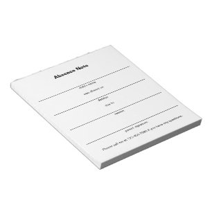Parent's Absence Note for School Template