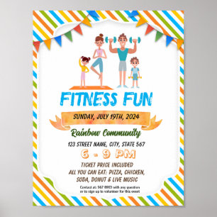 Parents and Kids fitness fun night flyer poster