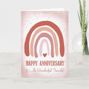Parents Anniversary Hand Painted Soft Pink Card
