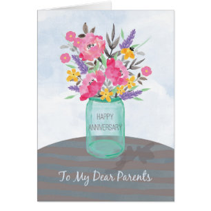 Parents Anniversary Jar Vase with Flowers