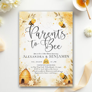 Parents Bee Summer Honey Floral Coed Baby Shower Invitation
