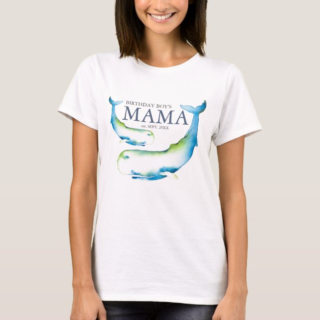 Parent's Birthday T-shirts Nautical Blue Whales (Front)