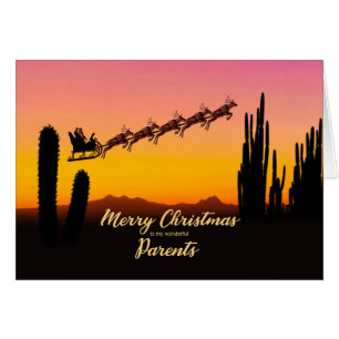 Parents Christmas Santa Over Desert