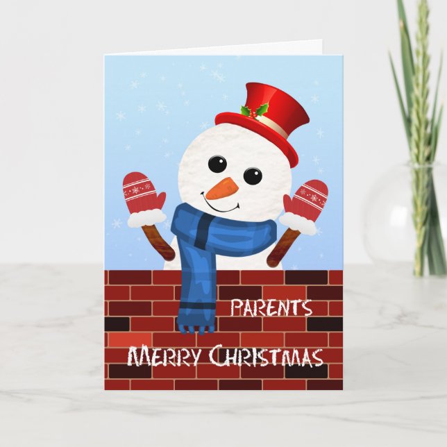 Parents Christmas Snowman Holiday Card (Front)