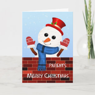 Parents Christmas Snowman Holiday Card