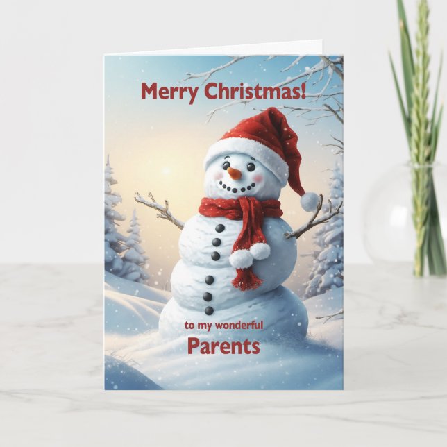 Parents Christmas Snowman  Holiday Card (Front)