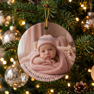 Parents First Christmas Newborn Photo Ceramic Tree Decoration