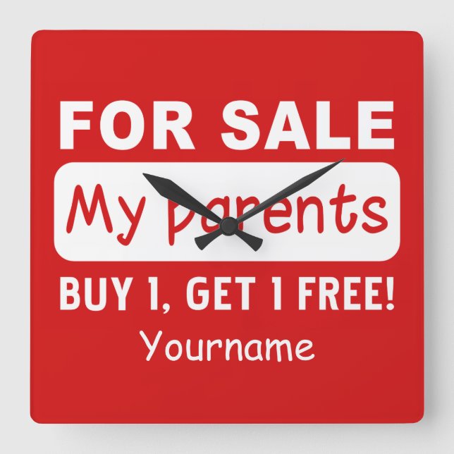 PARENTS FOR SALE custom wall clock (Front)