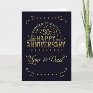 Parents Golden Wedding Anniversary Golden Look Card