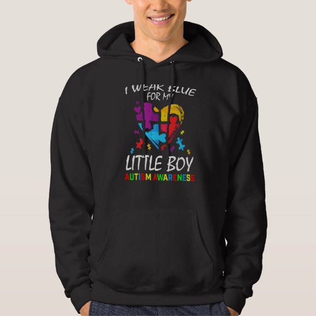 Parents Mum Dad Blue For My Little Boy Son Autism  Hoodie (Front)