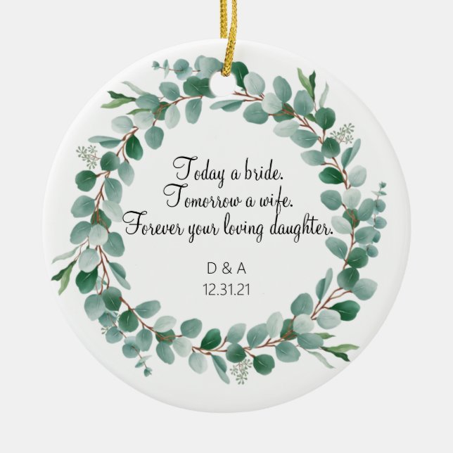 Parents of the Bride Ornament Gift - Eucalyptus (Front)