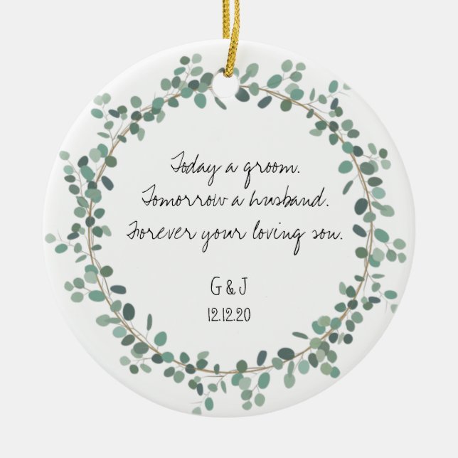 Parents of the Groom Ornament Gift - Greenery (Front)