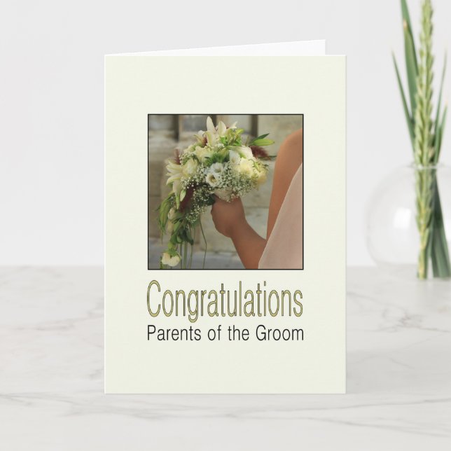 Parents of the groom wedding congratulations card (Front)