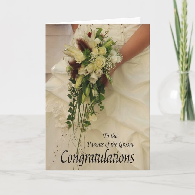 Parents of the groom wedding congratulations card (Front)