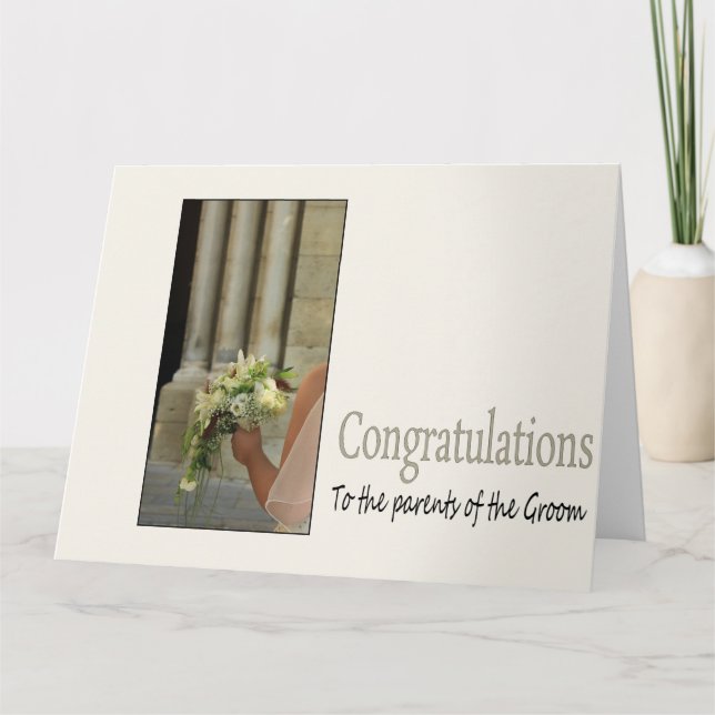 Parents of the groom wedding congratulations card (Front)