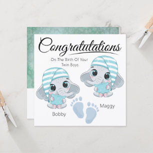 PARENTS OF TWIN BOYS CONGRATULATIONS PHOTO CARD